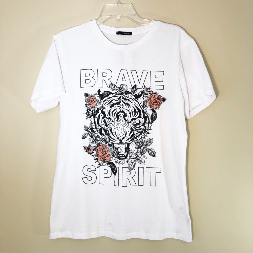 Sweet Claire “Brave Spirit” Tiger Graphic Tee NWT